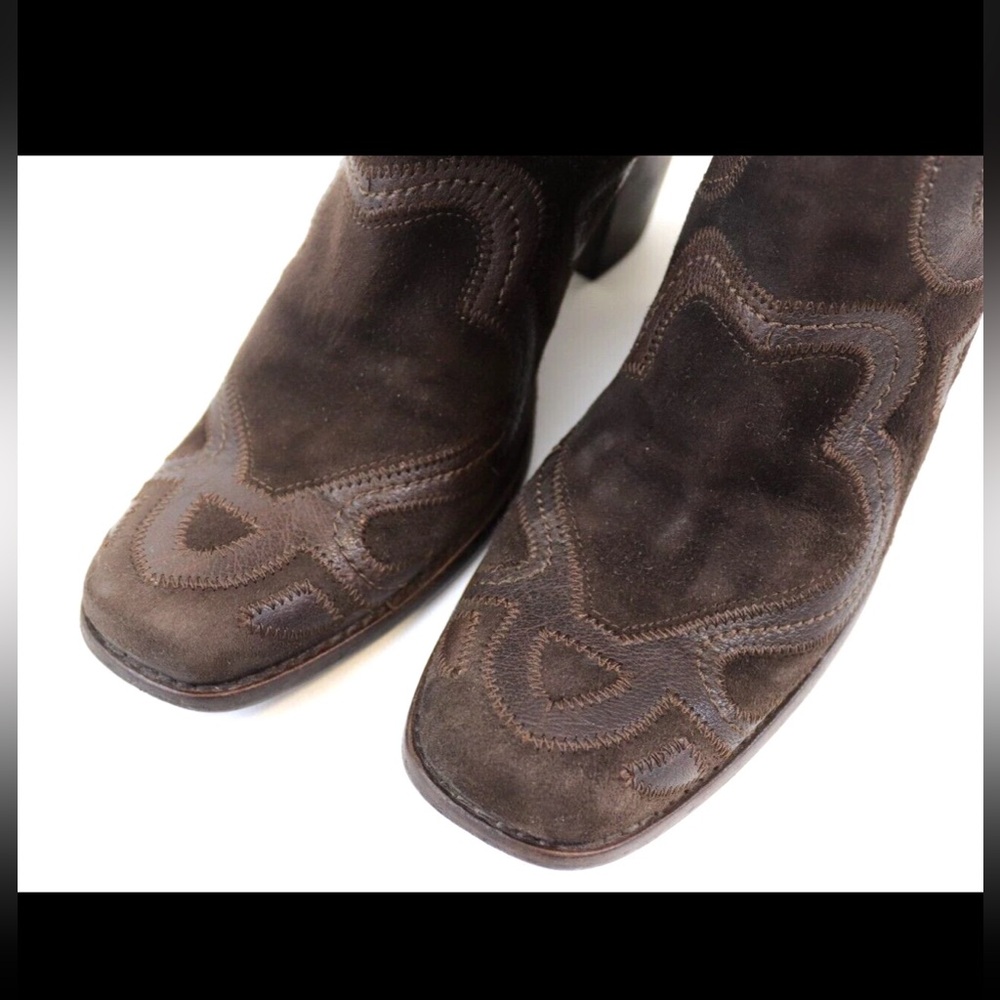 MIU MIU Miuccia Prada Boots Western Cowboy Suede Leather size 10.5/40.5 - Picture 11 of 16